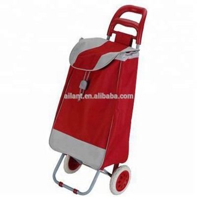 Red oxford fabric folding hand personal vegetable shopping trolley cart