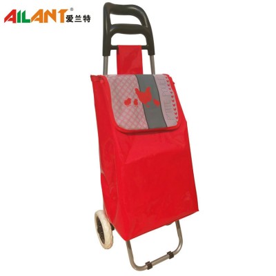 shiny folding shopping trolley bag with pronted