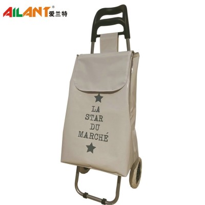 shiny portable vegetable shopping trolley bag with pronted