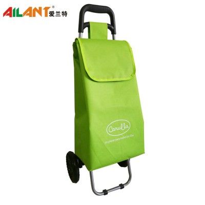 green shopping bag for cart with advertisement printed